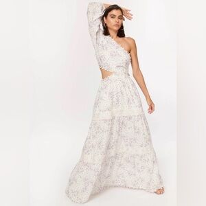 NWT CAMI NYC Olympia One-Sleeve Off The Shoulder Floral-Print Boho Maxi Dress